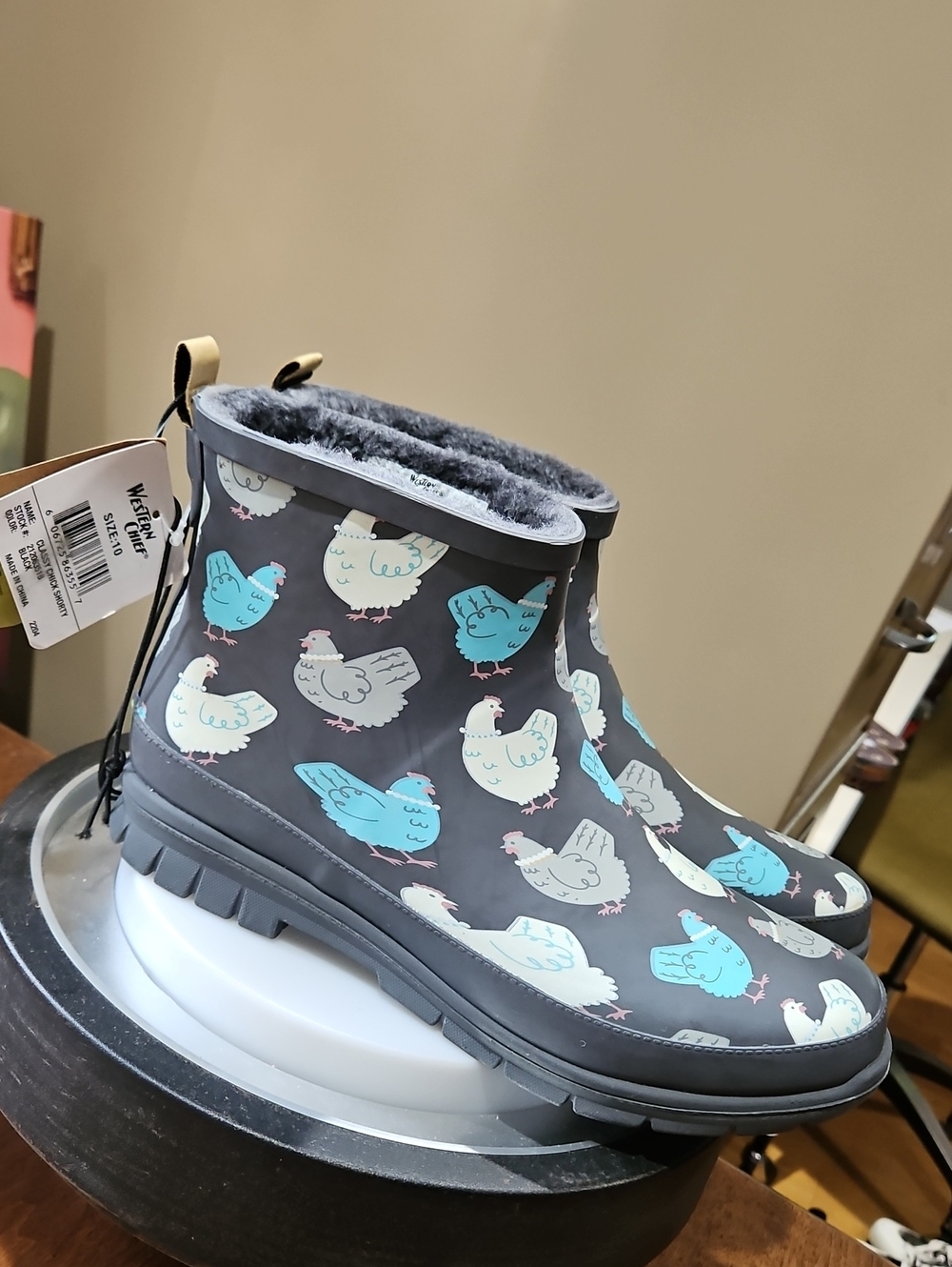 Western Chief Womens Rain Boots with Chicken Print